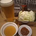 串カツ イチフク - 生ビールとお通し