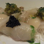 リストランテ ラ・バリック トウキョウ - 「天然ヒラメのクルード　聖護院蕪のピュレ」