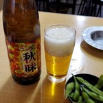 但馬屋 - キリン秋味大瓶400円税別+お通し100円税別