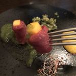 オステリア カステリーナ - 熊本県産桜肉のカルパッチョ・山形だしと鰹出汁のソース