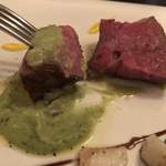 オステリア カステリーナ - 広島県産 亜麻仁牛のピステッカ・モデナ産バルサミコクリームソース