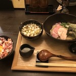 つけ麺 山崎 - 昆布水つけ麺（塩）＋しゃぶ肉ご飯