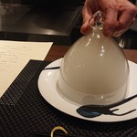 YANAGI - 秋刀魚の瞬間スモーク 茄子のピューレ リコッタチーズ