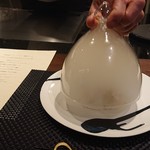 YANAGI - 秋刀魚の瞬間スモーク 茄子のピューレ リコッタチーズ