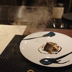 YANAGI - 秋刀魚の瞬間スモーク 茄子のピューレ リコッタチーズ