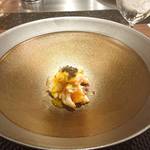 YANAGI - 伊勢海老のバリエーション 身 ～浅利のジュレとサフランのソース～