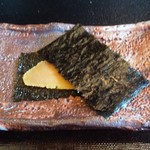 徳山鮓 - 自家製カラスミ 焼き海苔で頂きます。　　　　　　2019.10.26