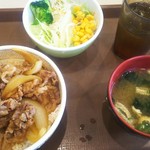 すき家 - 牛丼（並）+サラダセット　350円+170円