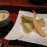 Sushi Yasukouchi - 茶碗蒸しと天ぷら
