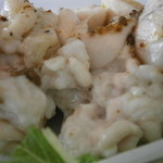 アーリア ディ タクボ - 前菜２　北海道産真鱈白子のオーブン焼き香草バターソース　ホワイトセロリのサラダ添え　断面アップ