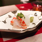 野嵯和 - 鯛と車エビ、イカのお造り