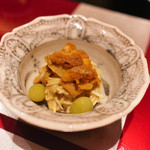 野嵯和 - かますの白味噌幽庵焼き　松茸の軸ソースに雲丹と銀杏