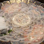 ふく旅庵 下商会館 - ふく刺し（牡丹盛り）