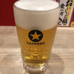 Yokohama Iekei Ramen Yuurakuya - とりあえず生ビール450円に。