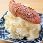 Potato salad topped with grilled mentaiko or homemade salted squid