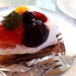 デセールカワウチ - ケーキセット(650円)　タルトフルーツ