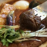 スープカレー トムトムキキル - 牛すじはこんな感じ