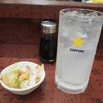 おでん 七福食堂 - 付き出し（冷奴）＆レモンチューハイ