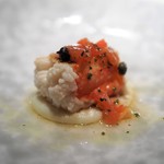 エクアトゥール - タラバガニのヴァプール　ゆり根のピュレ　ブールブランソース　トマト風味　