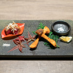 USHIGORO S. - 松茸と牛ヒレカツ　かぼすと雪塩