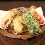 手挽きそば 一心 - 野菜天ぷら