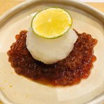 御料理 うえの - 筋子。私から言わせると、まだ少しネットリが足りません。爽やかすぎるの！