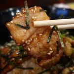 串焼き 勝 - 豚バラ鶏皮ハーフ丼（670円）
