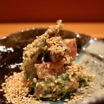 おたぎ - 朝採れの間引き金時人参の胡麻和えアップ