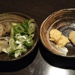 信州炭火炉端 すえひろ - 馬刺しの薬味を追加で頂きました！