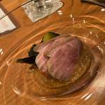 日本料理 たかむら - アメーラトマト 黒皮南瓜 式部草 合鴨ロースト 胡麻だれ