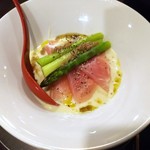 金町製麺 - アスパラの冷やし