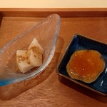くずし割烹 sawa - デザート梨のシャーベット、薩摩芋のブリュレ
