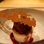 京都 いと - 栗とラム酒風味のムース いちじくロースト木苺ソースアップ