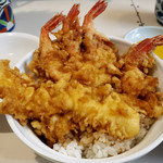 天勝 - 天丼。エビ3尾は ” かき揚げ ”