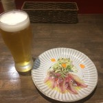 Kitchen LIBEL - ①鮮魚(イトヨリ)のカルパッチョと生ビール
