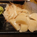 揚鶏屋　伊予 - 白エビ刺身とホタテの貝柱刺身