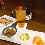 米蔵 - ★★★お通し 500円 プロッコリー、アサリの佃煮、タラコと豪華なお通し