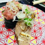 回し寿司 活 美登利 - 本日のオススメ的な 最高の炙りトロ
