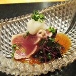 おおたに - 造り：戻り鰹のたたき とろみポン酢。　　　　　2019.10.29
