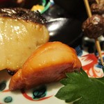 おおたに - 八寸 の さわらの西京焼き　帆立貝柱の燻製。　　　　　2019.10.29