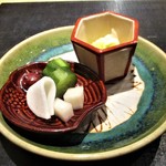 おおたに - 香の物：きゅうりのぬか漬け　白菜の浅漬け　柚子大根　今市かぶの甘酢漬け。　　　　　2019.10.29