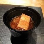 おおたに - 御飯物：鯛と松茸の炊き込み御飯　車麩とみょうがの赤出汁。　　　　　2019.10.29