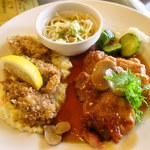 みすたーらいおん - かきフライとチキンソテー(照り焼きソース）