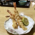 野田の元湯 - 【えび天プラ定食 700円】不足分のエビ天 到着