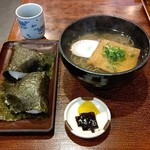 手打ちうどん水泉 - ●ｵﾆｷﾞﾘ定食600[蕎麦選択+50、お揚げ選択])＋単品 ｶﾚｰｳﾄﾞﾝ750=1,400円 2019年11月