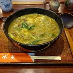 手打ちうどん水泉 - ●ｵﾆｷﾞﾘ定食600[蕎麦選択+50、お揚げ選択])＋単品 ｶﾚｰｳﾄﾞﾝ750=1,400円 2019年11月