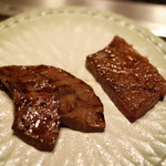 焼肉 強小亭 - 三角バラ、ハツ