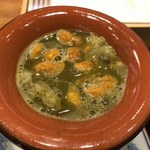 天婦羅 みやしろ - 鮑の肝ソース＋雲丹＋御飯の天ぷら