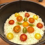 天婦羅 みやしろ - トマトと昆布の土釜炊き