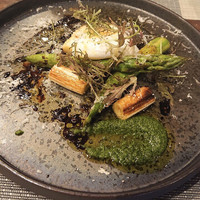 トラットリア イル レガーロ - アスパラとネギのグリル　ビスマルク風